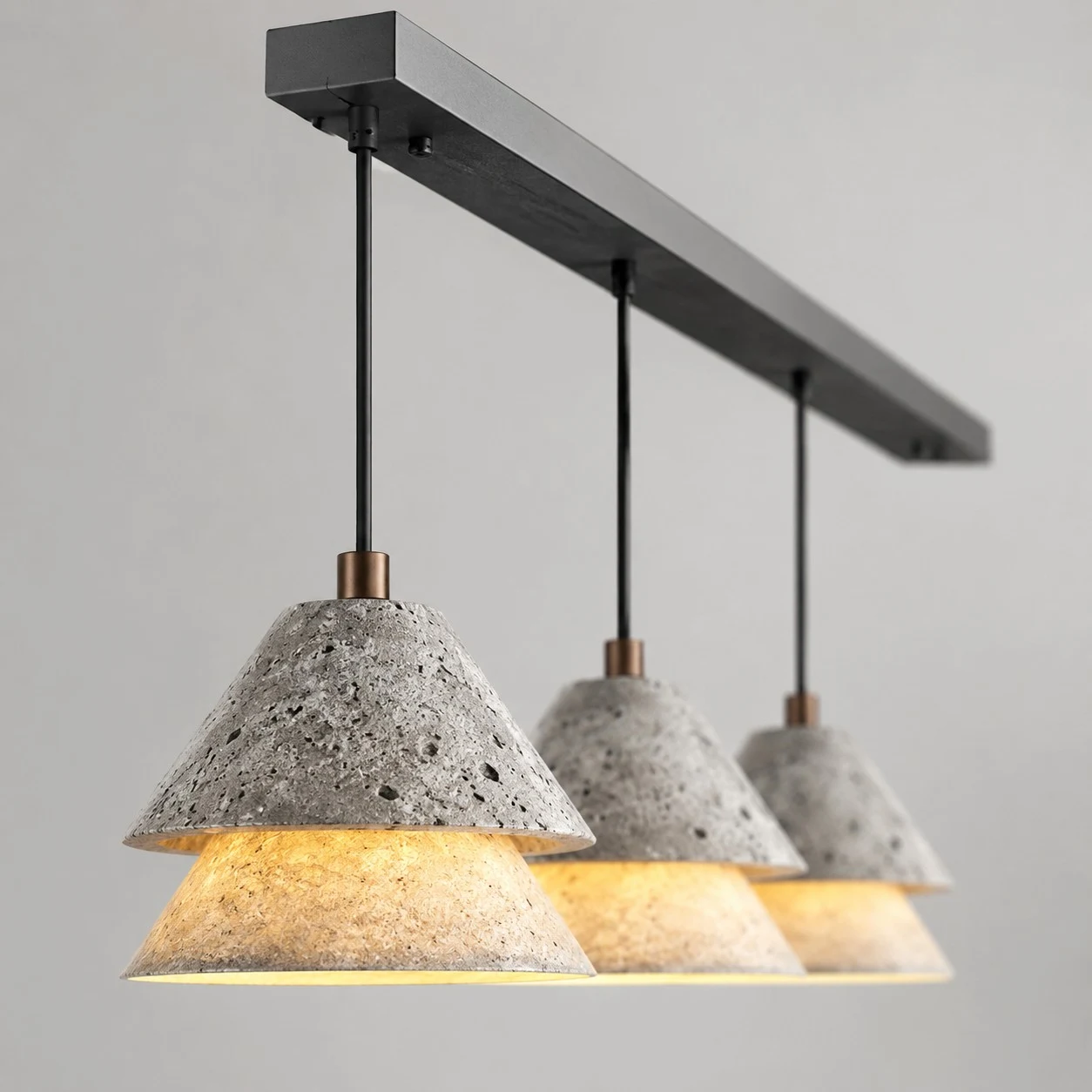 Grey Stone Pendant Light with Paper Diffuser