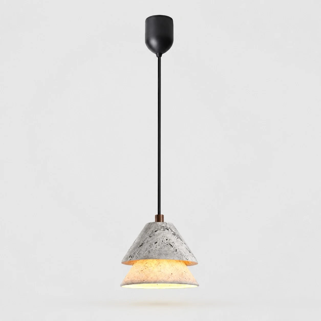 Grey Stone Pendant Light with Paper Diffuser