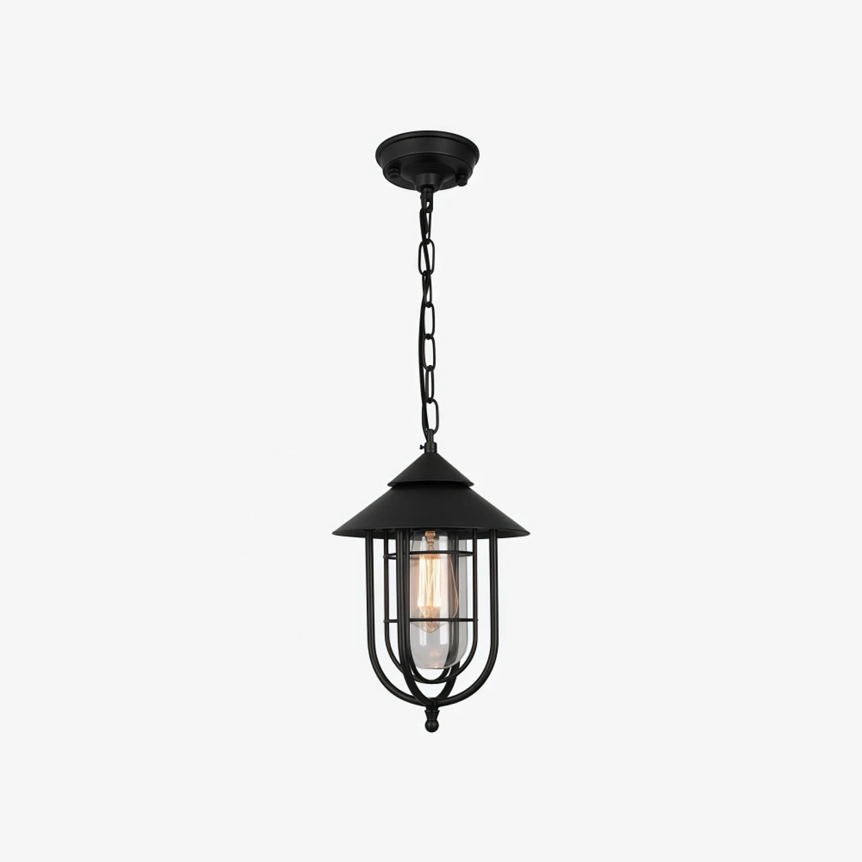Patnox Outdoor Glass Pendant Lamp - Black finish