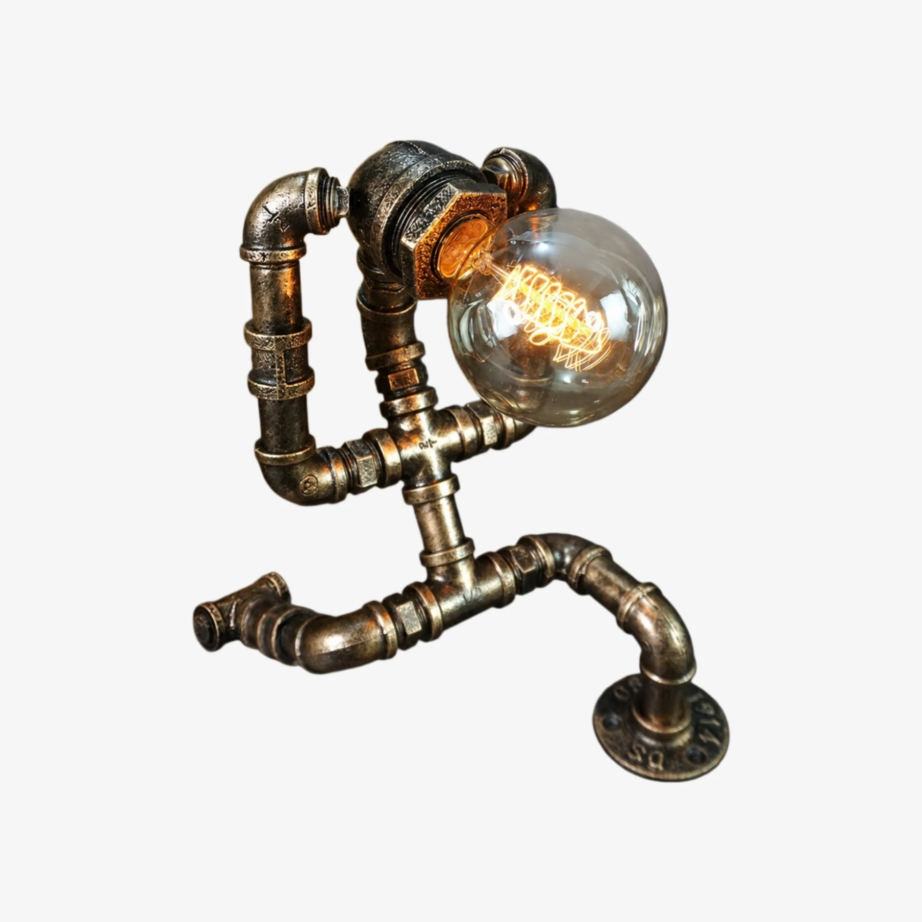 Aini retro industrial pipe table lamp